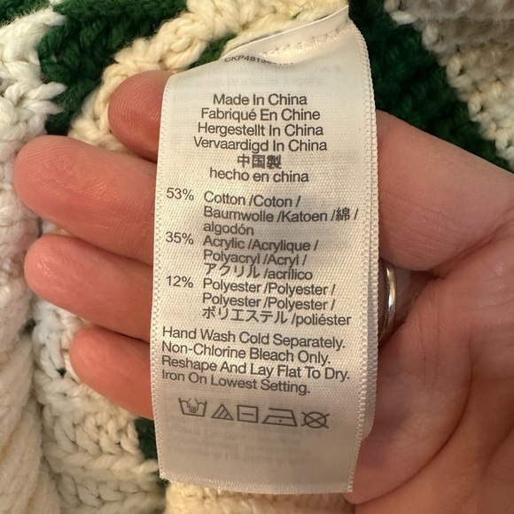 Madewell Wide Rib Stripe Turtleneck Sweater Cream/Green XL - Picture 7 of 7